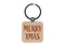 Merry Xmas Christmas Sketchy Fun Text Engraved Wood Square Keychain Tag Charm